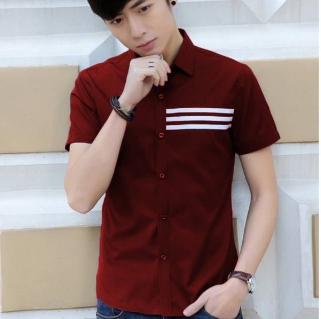 TOTOTAshop.Kemeja DONNY pria.M-L-XL slimfit,lengan pendek bahan cotton stretch,Real pict