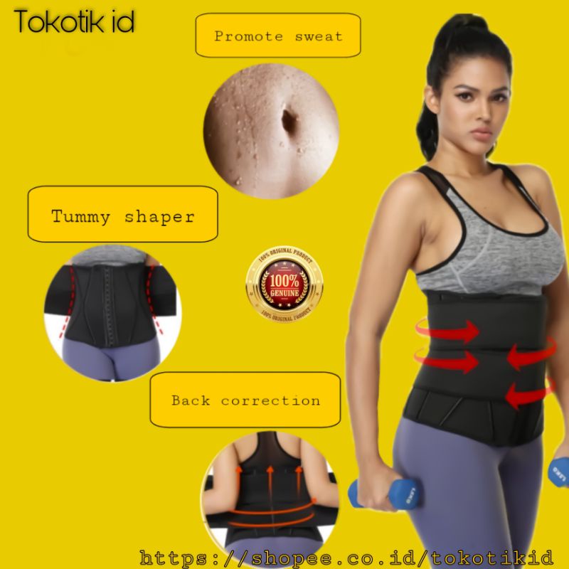 Zipper waist shaper korset melahirkan resleting double strap pelangsing pengecil perut buncit pria wanita korset olahraga