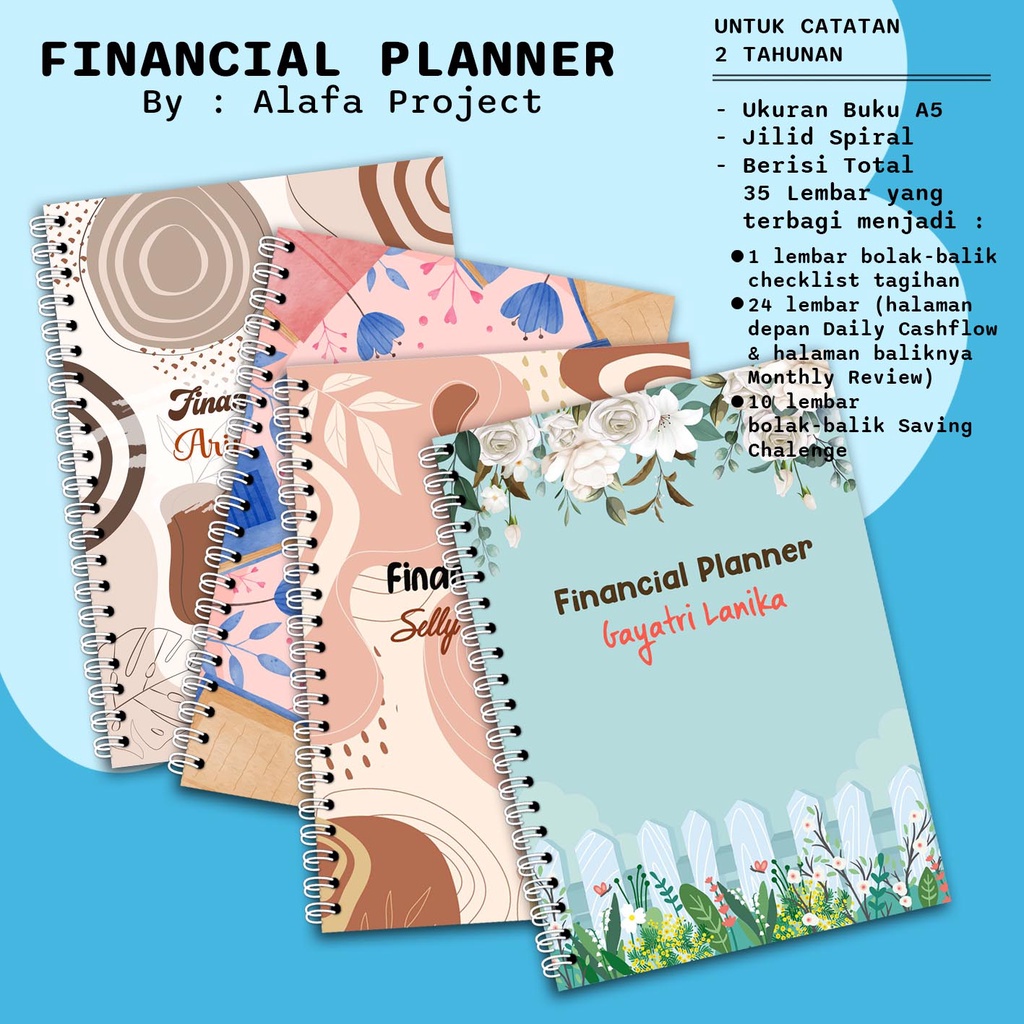 

AlafaProject Financial Planner Custom 1 Buku Untuk 2 Tahun / Catatan Keuangan Custom 029-032