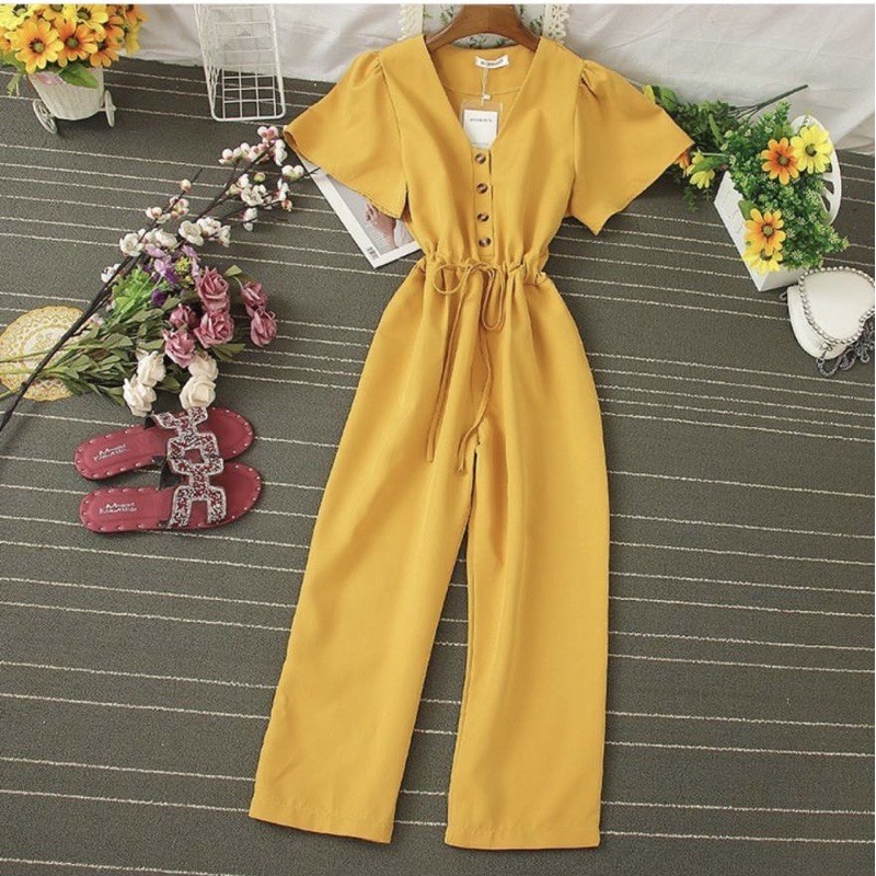 jamsuit panjang wanita busui / jumpsuit vneck button / K013510