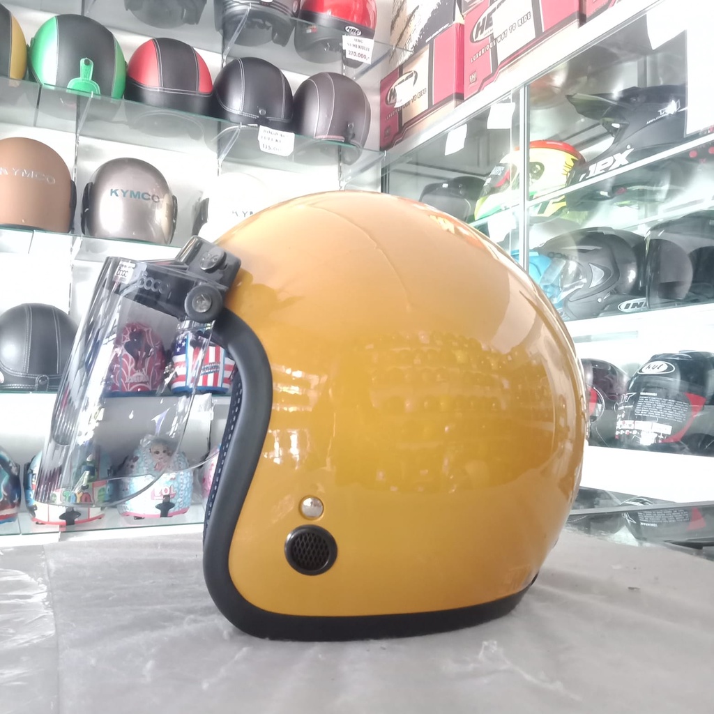 Igloo Helm List Karet Half Face Dewasa Kaca Bogo Original Warna Kuning Glossy Standar Keamanan Berla