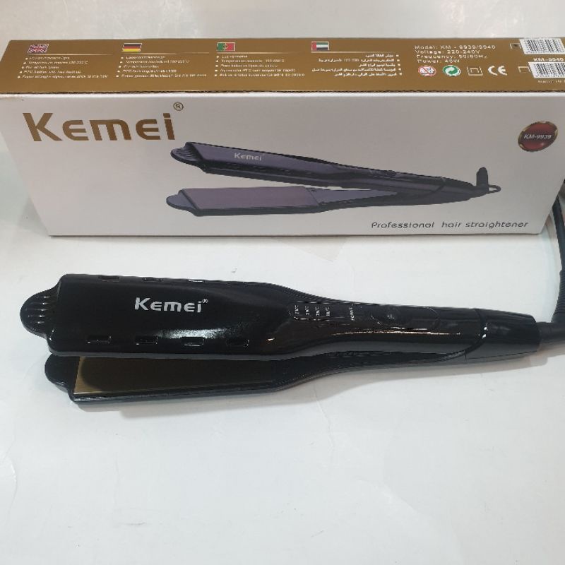 Alat Catokan Kemei Rambut Plat Besar Km9939 Hair straightener Profesional Salon Lurus 9939
