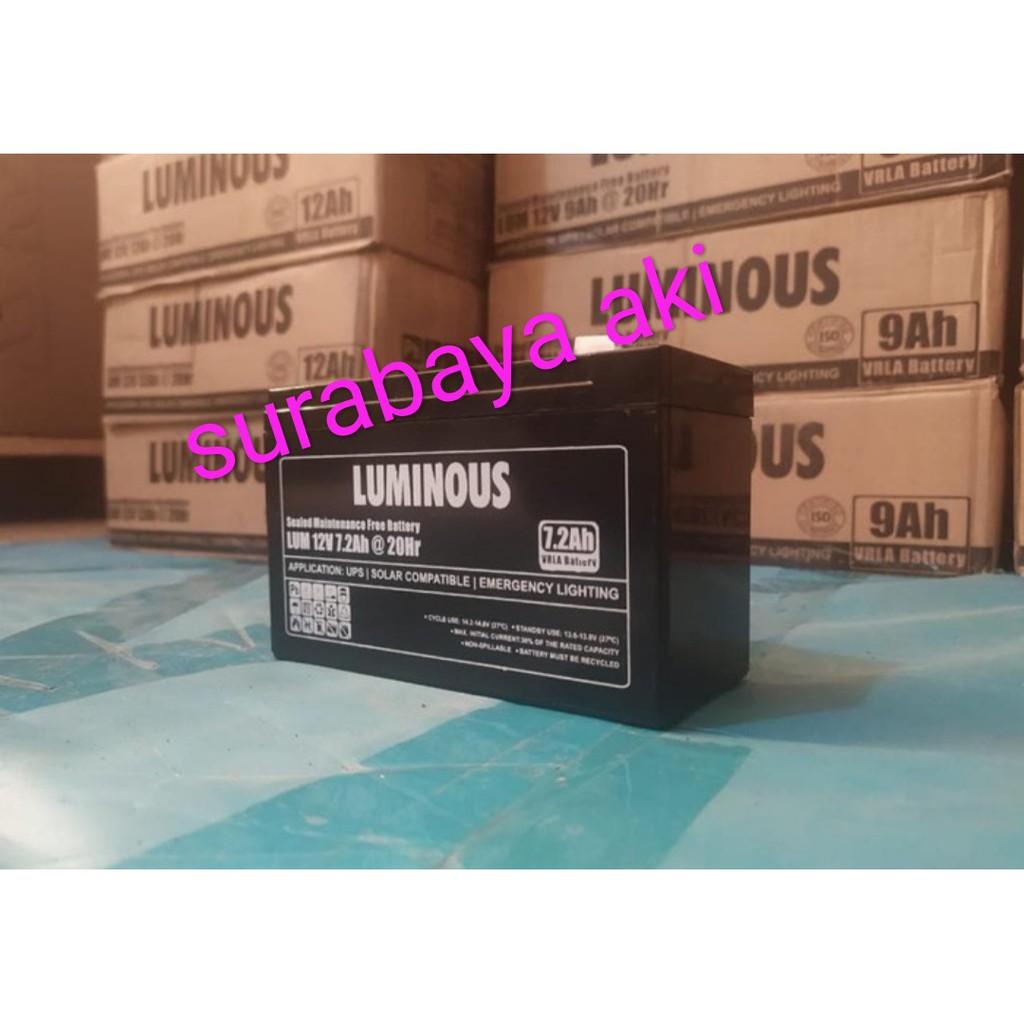 battery ups aki vrla luminous 12v 7ah 12v 7,2ah 12volt 7amper baterai aki mobil mainan anak LUMINOUS 7AH original AKI SURABAYA AKI