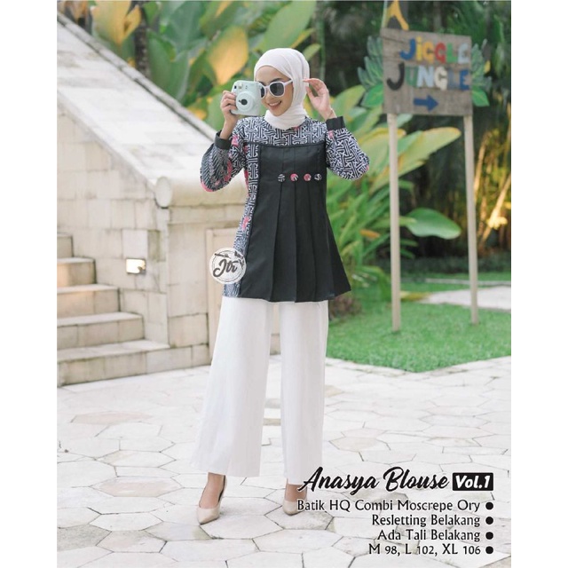 Atasan Batik Hitam Wanita Baju Batik Wanita Blouse batik Modern Baju Muslim Wanita