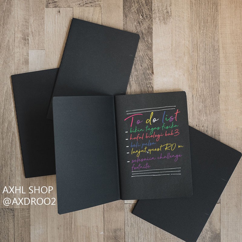 Black Paper Plain Notebook B5 Buku Tulis Catatan Kertas 