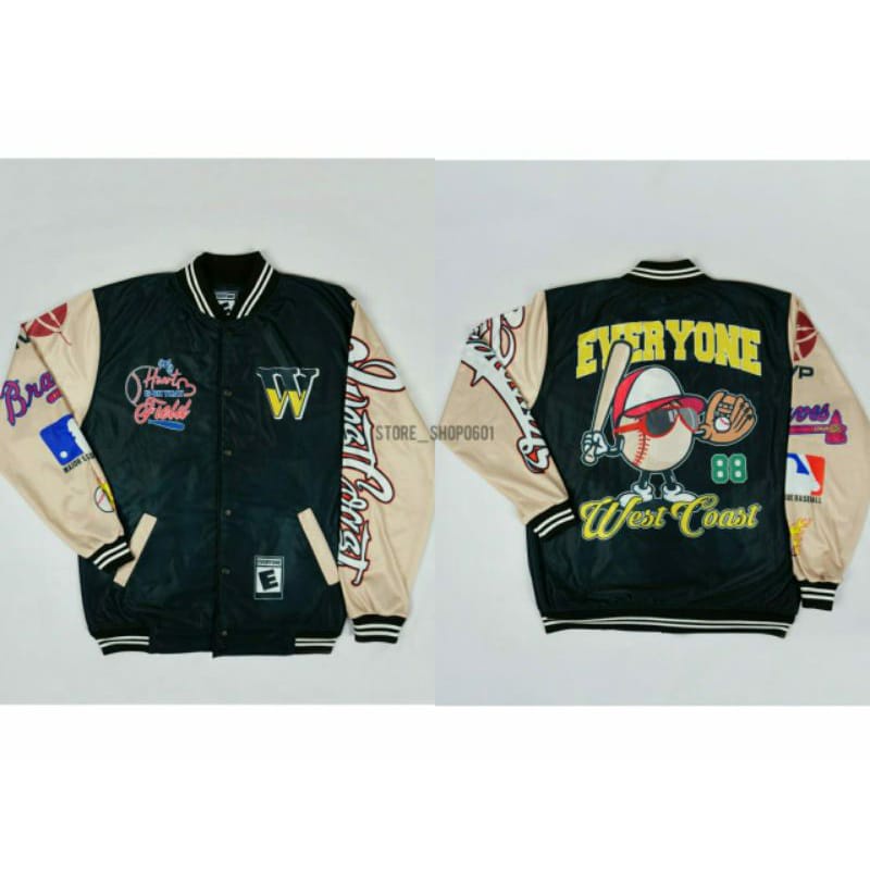 Varsity Jacket Baseball Jaket Bahan Fleece Premium