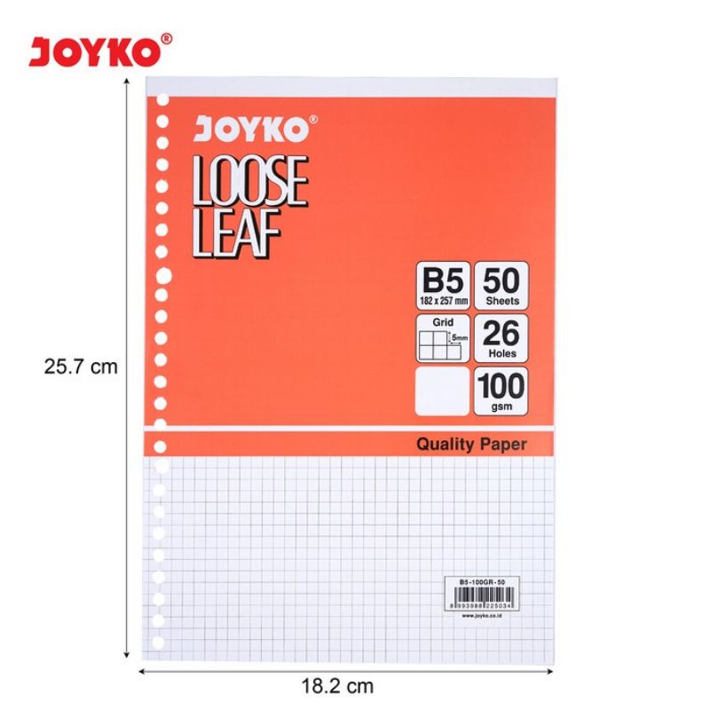 

Loose Leaf JOYKO B5 Grid 50 lembar (1pc)