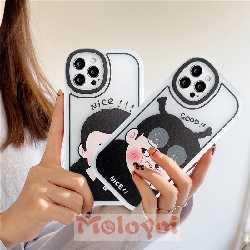 Soft Case Tpu Motif Kartun Chubby Boy 's and Girl Untuk IPhone 11 13 12 Pro Max XR 7 8 6s 6 Plus X XS Max SE 2020