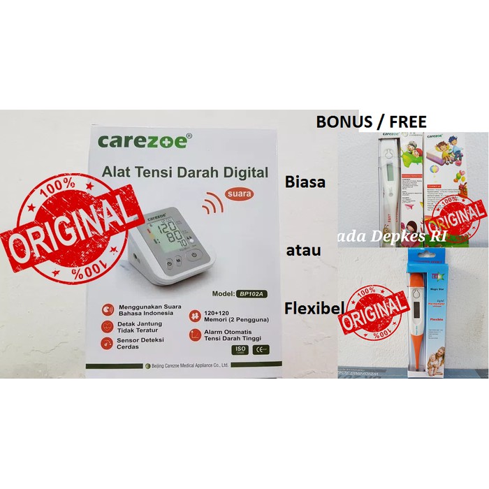 Alat Tensi Darah Digital Carezoe BONUS Thermometer Digital 1 pcs