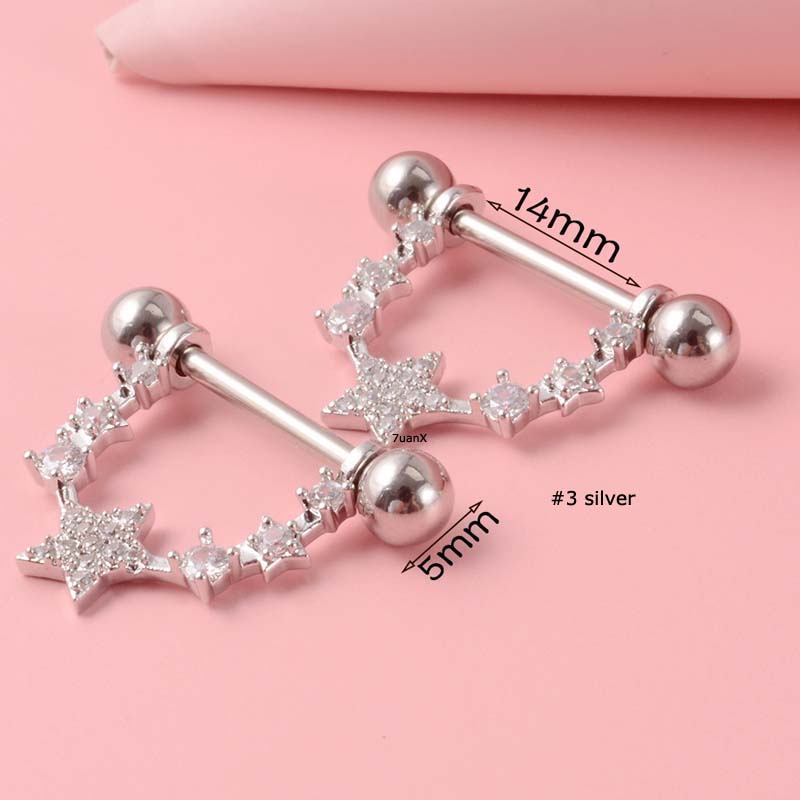 2 Piece 14Gauge Barbell Nipple Ring Body Piercing Jewelry