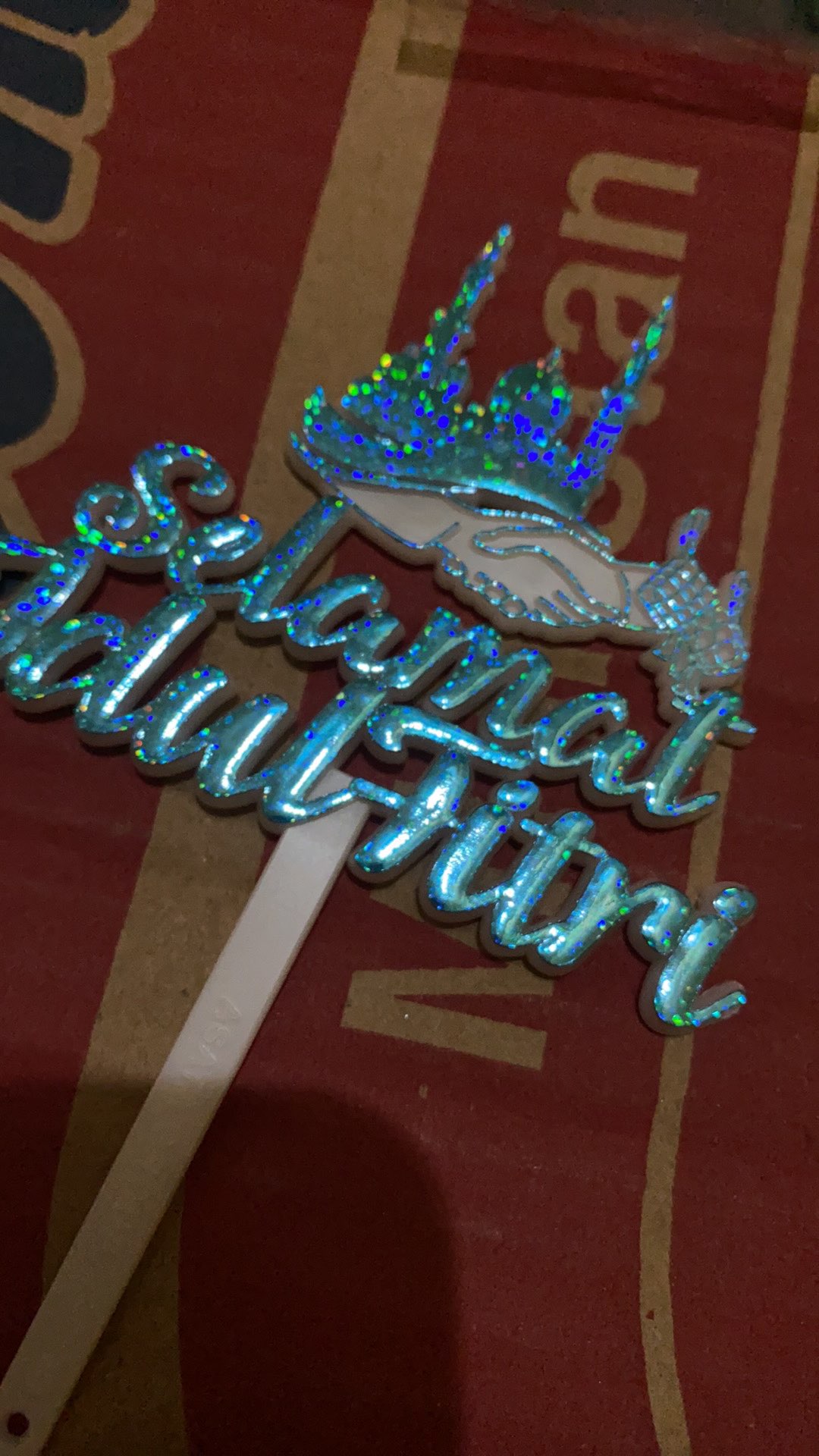 Ti-0137-f Cake Topper Tulisan Idul Fitri Lebaran Biru