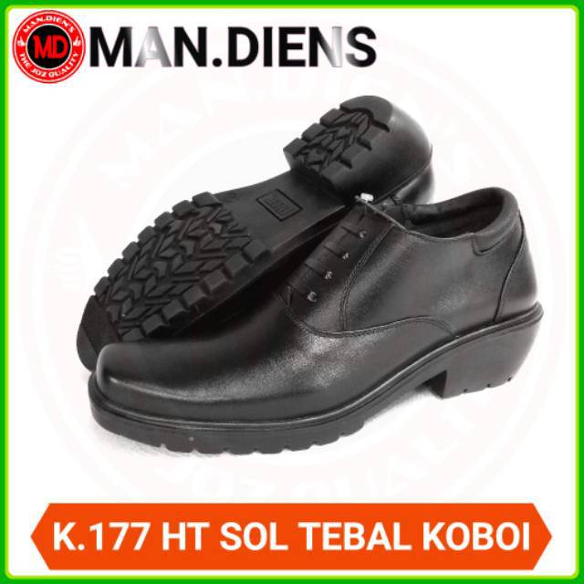 Medali K277 Sepatu High Heels Pria PDH Kulit Asli Kilap Semi Boot Sol Tebal Jenggel Koboi Tebal Kilap - Pdh Tni Polri Security Sepatu Satpam