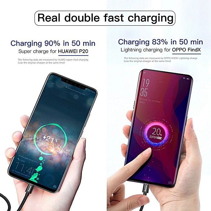 Baseus Kabel Charger USB Type C Double Fast Charging 5A - 1M