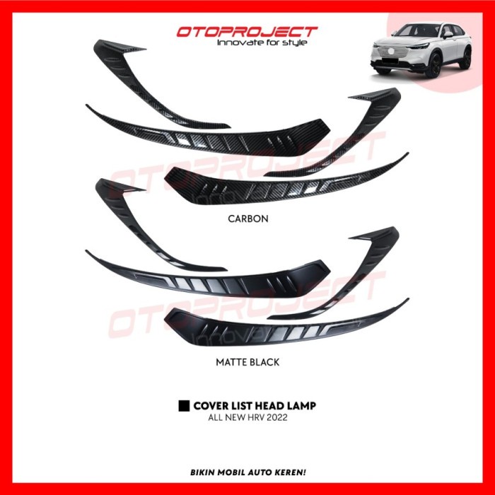 Cover List Head Lamp Depan Mobil Honda All New HRV 2022 Carbon Matte Black