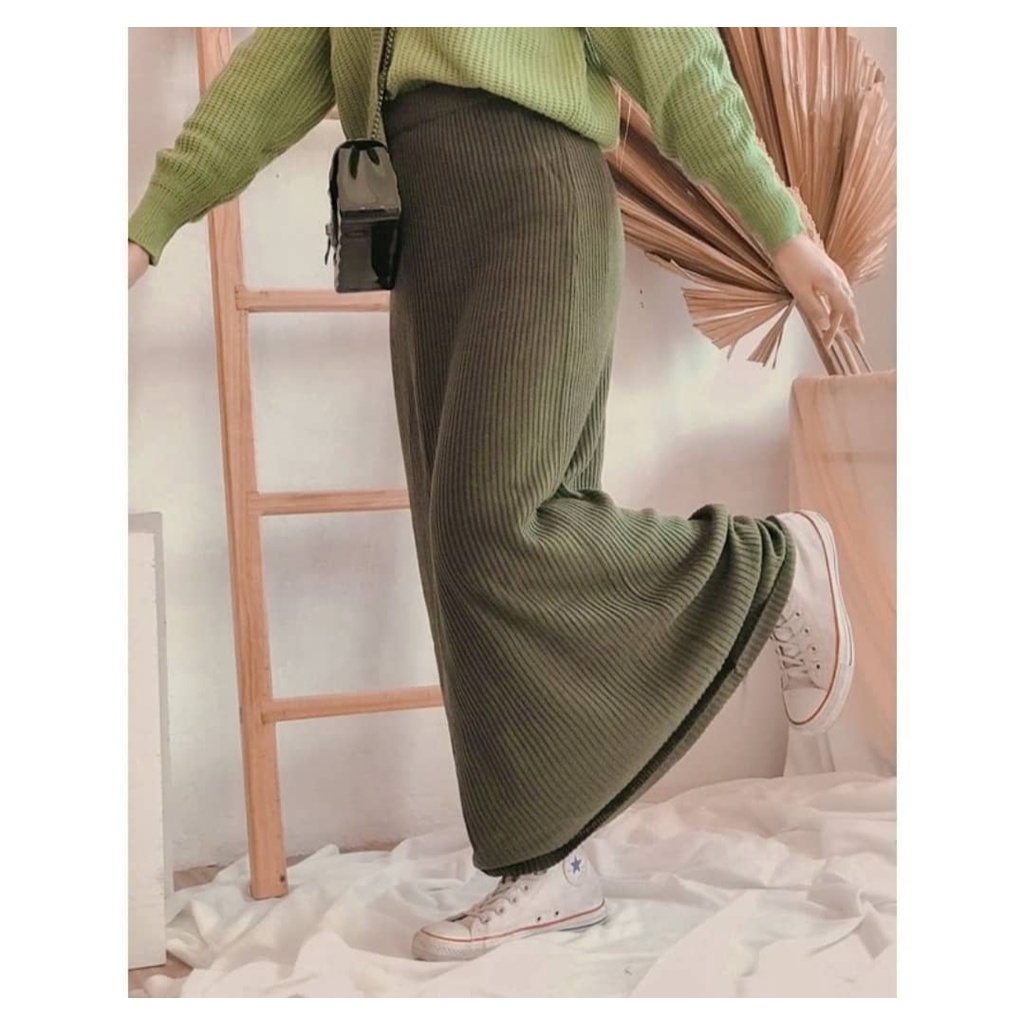 ROK SPAN PANJANG SCUBA / ROK SPAN / ROK PENSIL SCUBA-ARMY TANPA BELAHAN