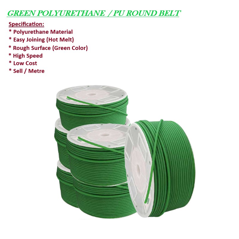 Bancord Polyurethane Conveyor belts PU round Belt / PU Oring 6mm Green Kasar