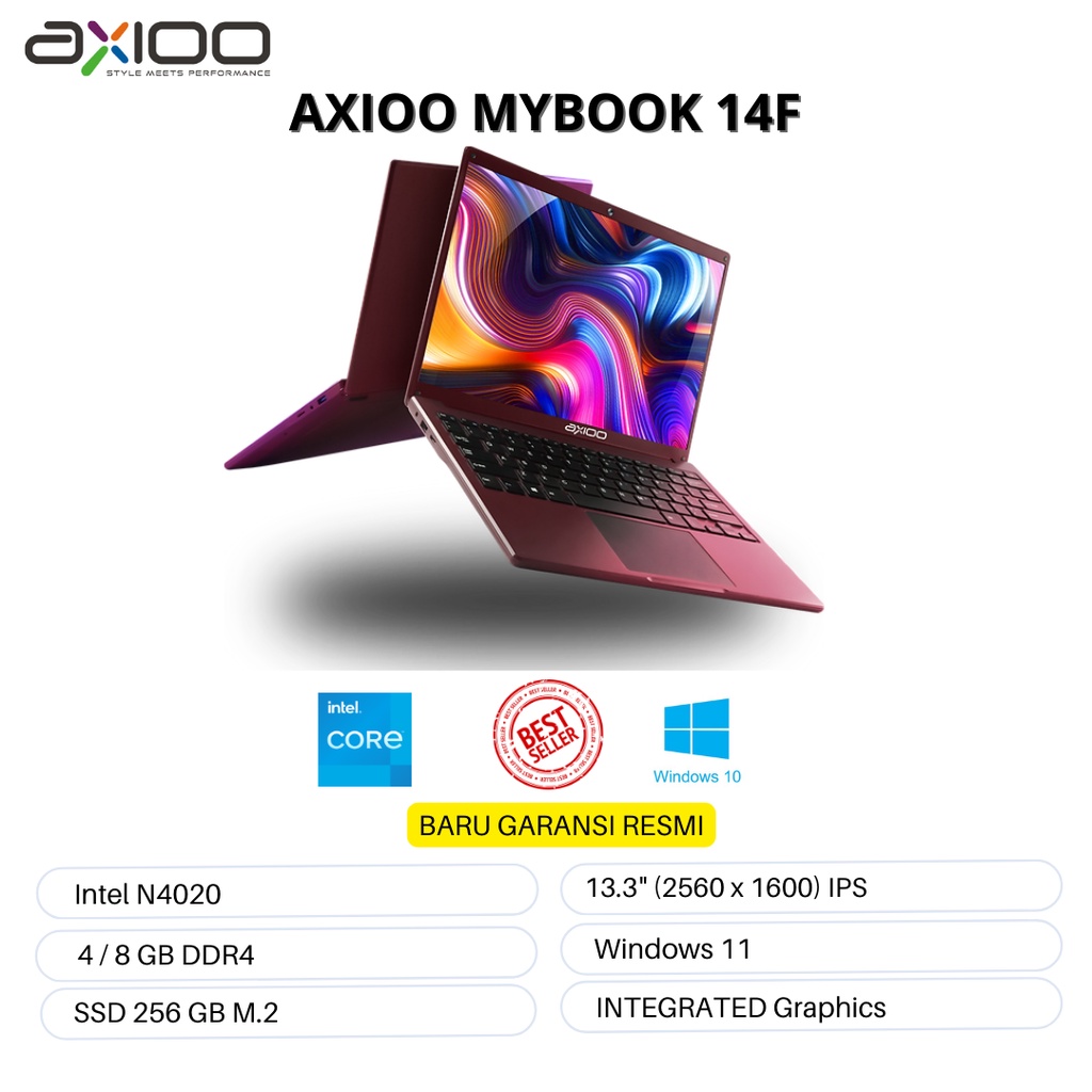 LAPTOP Axioo MyBook 14F &amp; 14E Intel N4020 Ram 6GB SSD 256GB 13.3&quot; BARU