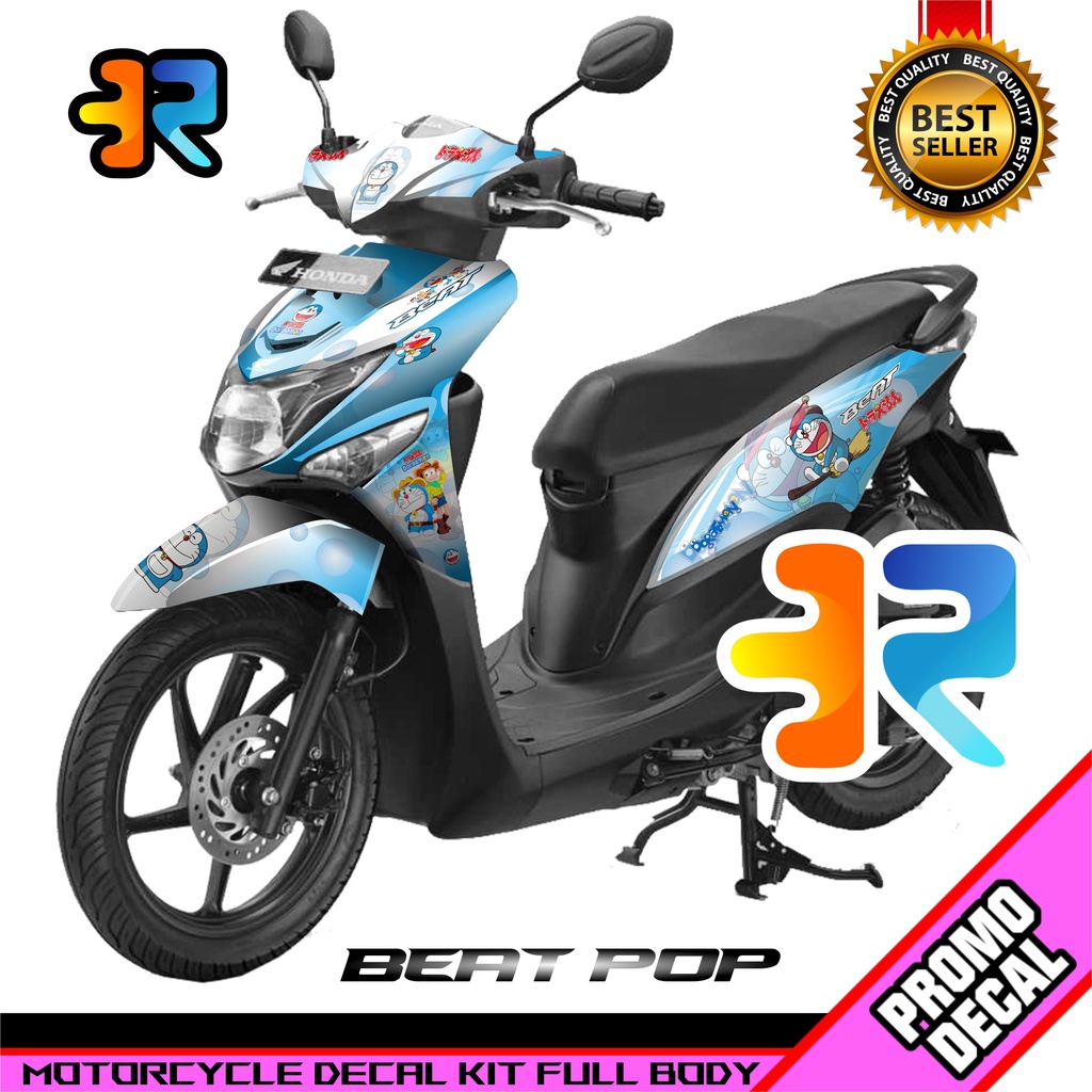 Decal Motor Beat Pop Desain Doraemon Sticker Decal Full Body