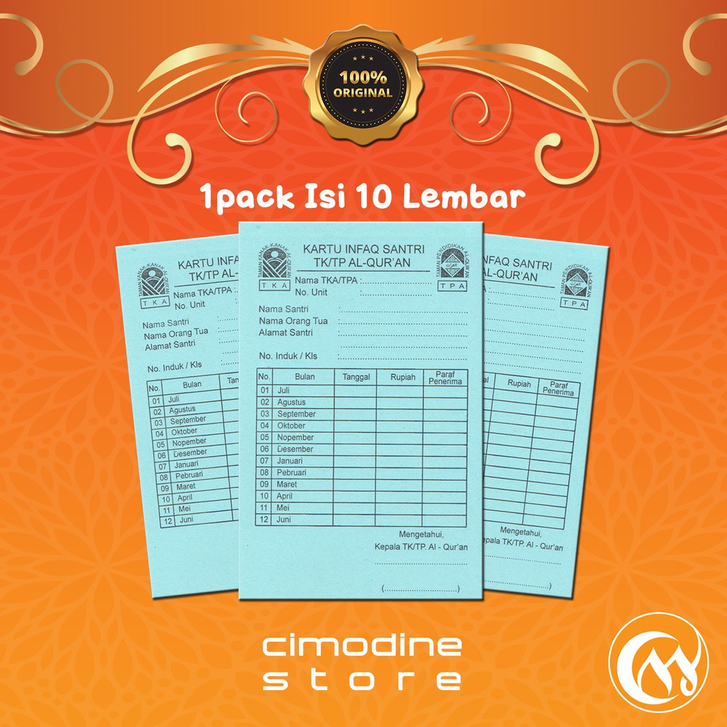 

Kartu Infaq Santri TK/TP Al-Qur'an | 1Pack Isi 10-Lembar