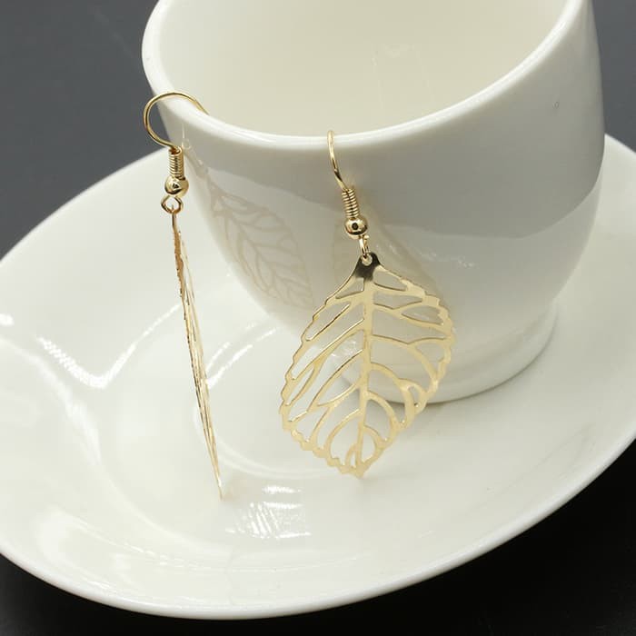 MORYMOSHI A01 Anting TusukDaun Emas Earring Fashion Wanita Korea Aksesoris Fashion  Murah