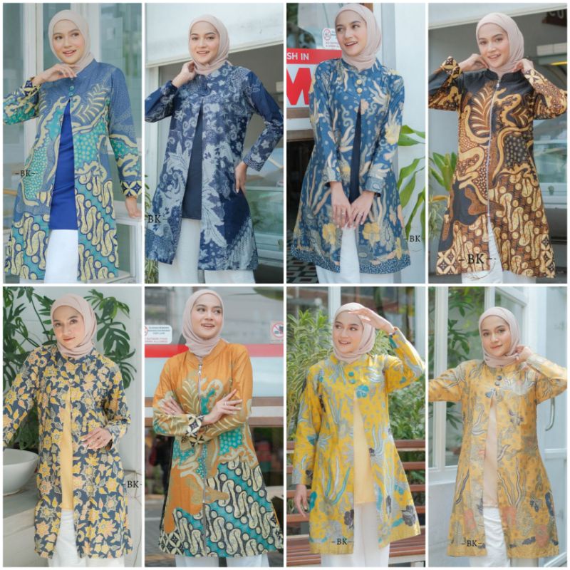 ATASAN TUNIK BATIK WANITA WARNA SOFT PASTEL M L XL XXL XXXL