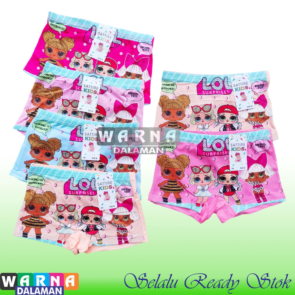 12 Pcs CD Boxer Anak Perempuan Gambar Kartun Cewek Karakter Lucu | WARNA DALAMAN