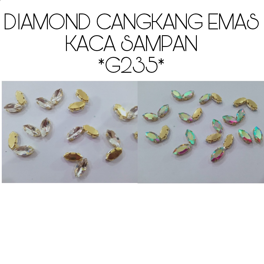 PERMATA/DIAMOND CANGKANG EMAS KACA SAMPAN PAK BESAR -+500 BJ BAHAN CRAFT *G235*