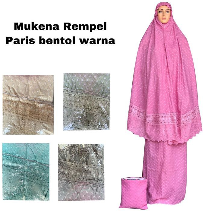 Dijual Mukena Katun Paris Timbul Bordir Bulat Warna Murah