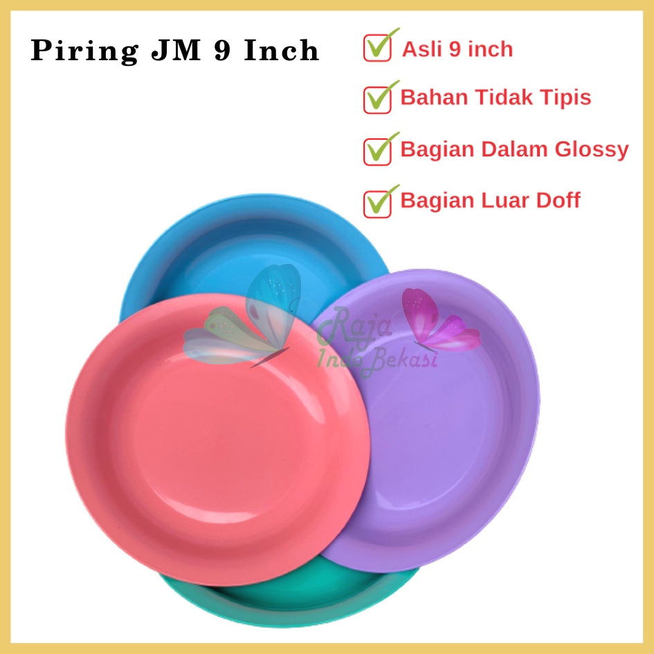 PROMO Piring Plastik JM 9 Inch Warna Pastel Piring Kecil Besar Set Makan Plastik Acara Pesta Melamin Rotan Murah Lusinan 1 Lusin Putih Murah Termurah - piring bulat ayam plastik 9 inch - Piring Porcelain Diameter 21 cm | Piring Makan Keramik