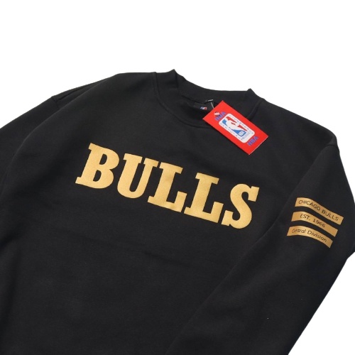 Jaket Sweater Crewneck NBA BULLS LIST GOLD – Black Edition Fashion Trendy Casual Pria Good Brand Qua