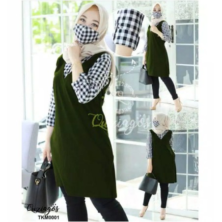 BAJU TUNIK KOTAK WANITA REMAJA KEKINIAN TERBARU | BAJU MUSLIM WANITA REMAJA TUNIK VALENA BAHAN KATUN