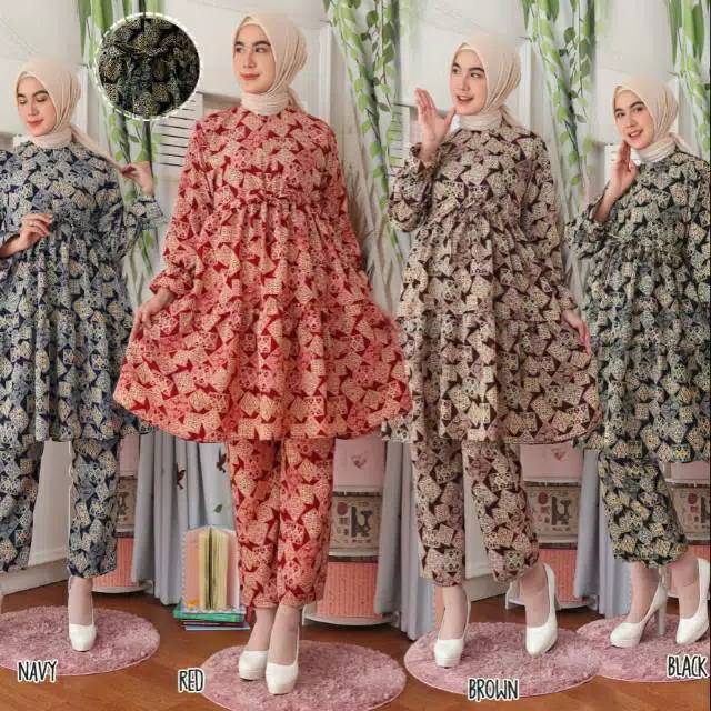 SETELAN ATASAN + BAWAHAN SANDRA BATIK SONGKET BUSUI FIT XL