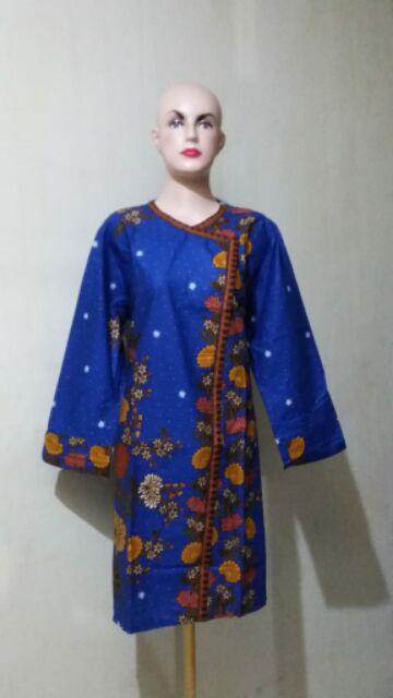 Batik Tunik Shibori Jumputan Terbaru Size S-3l / Hrb026 Yelbor Navbor / Biru Putih / Original..