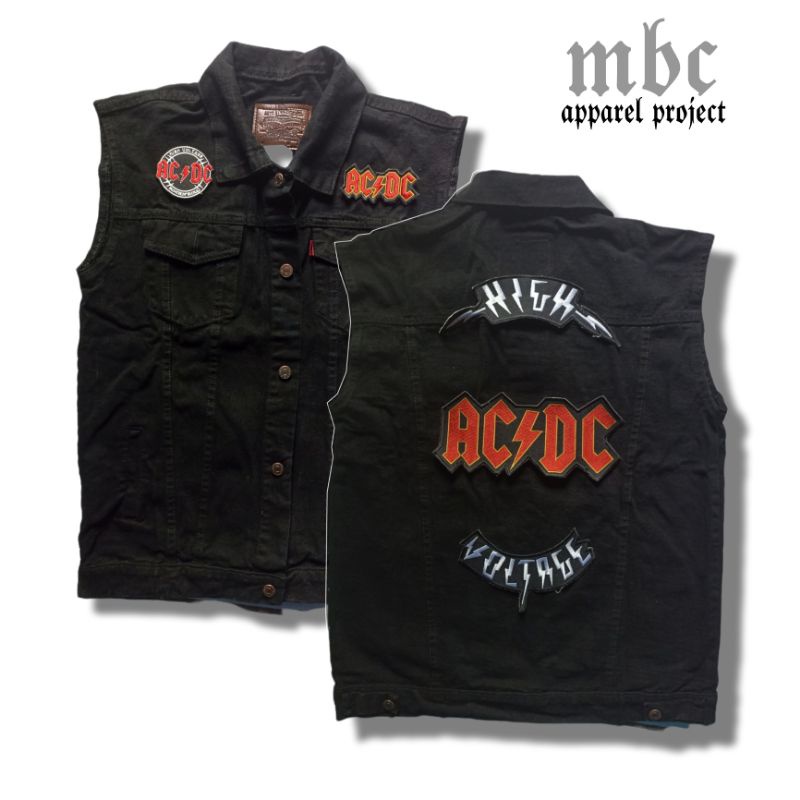 (Terpasang Patch) Vest denim serigala militia rompi Jeans Acdc motorhead