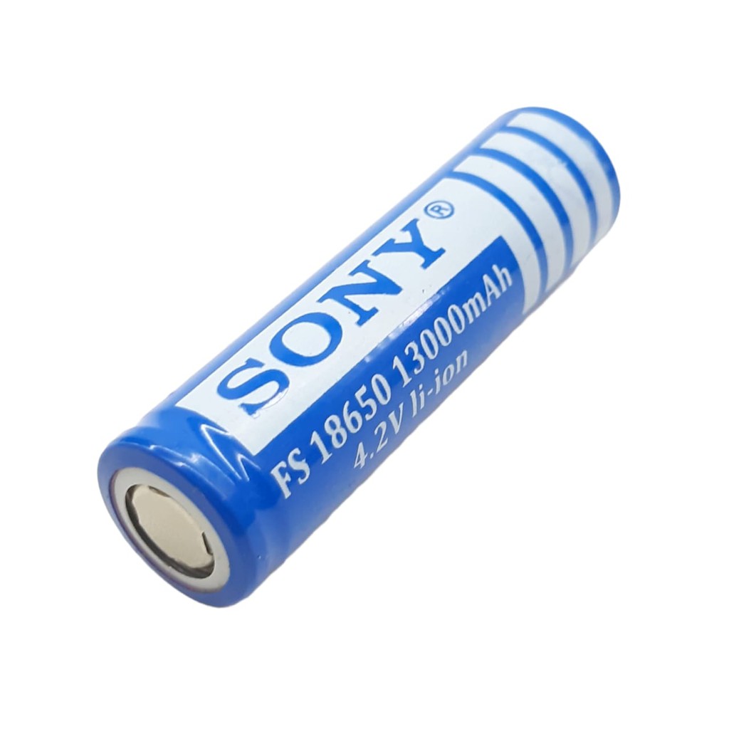 Baterai 18650 Charger Li-ion 4.2volt-13000mAh Warna Biru Tube Positif Flat Isi 1 Buah