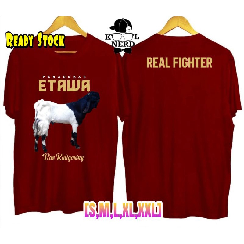 KAOS PETERNAK KAMBING PENANGKAR ETAWA RAS KALIGESING REAL FIGHTER BAHAN COTTON COMBED