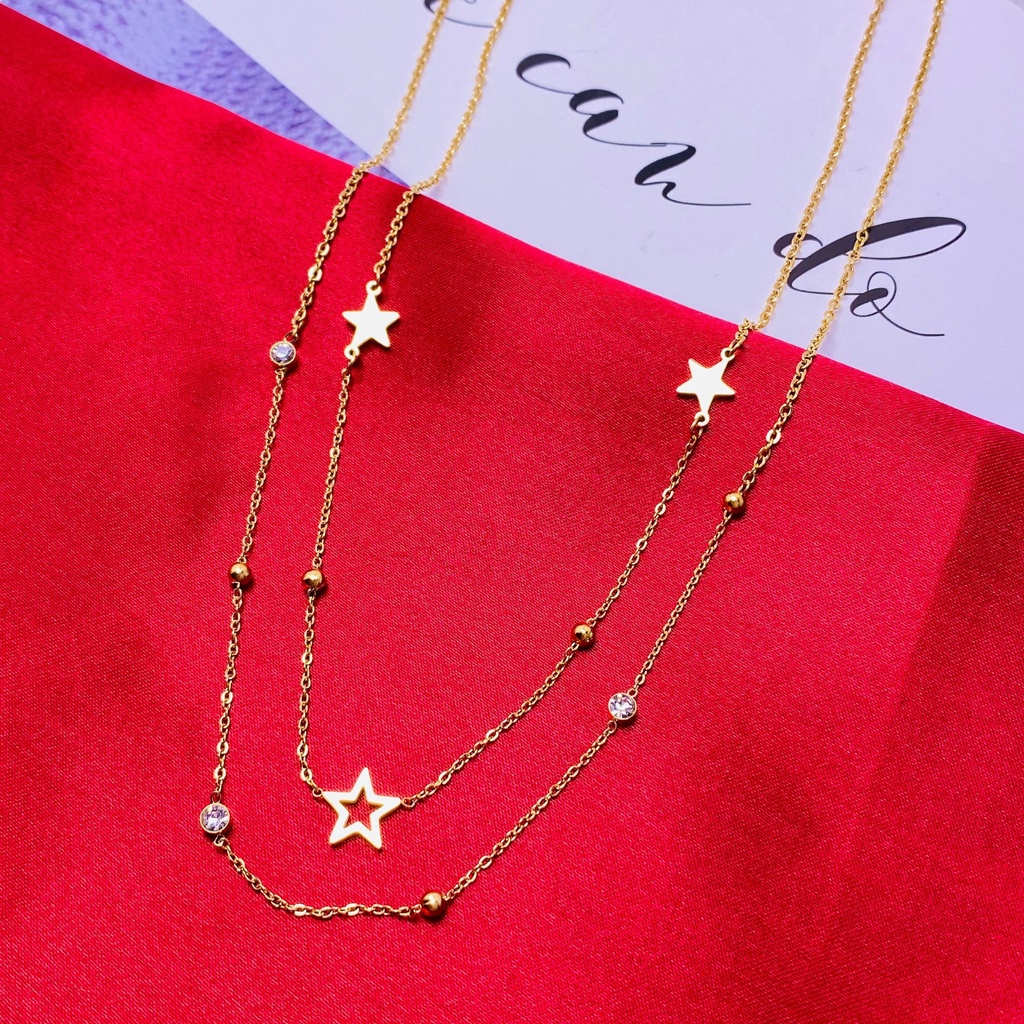 Kalung titanium dua layer star nori bentol Anti karat korea fashion - ercassia