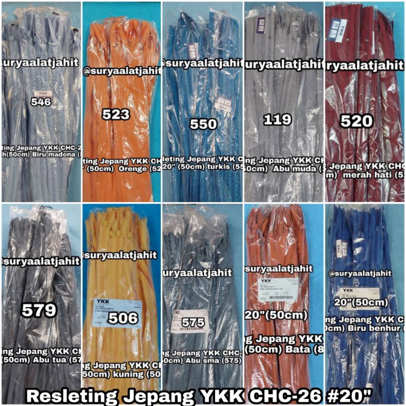 🅰️Resleting jepang YKK 20in/50cm CHC-26 @1lusin =rp.98.500/12pcs