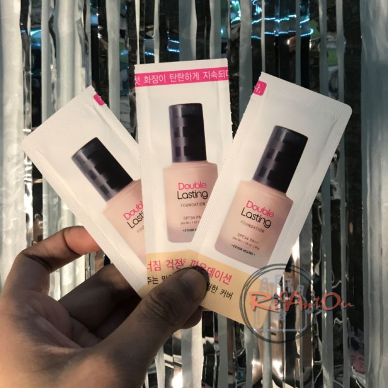 Etude House Double Lasting Foundation Sachet 1ml / Korea Makeup Foundation BB Cream Cover Tahan Lama