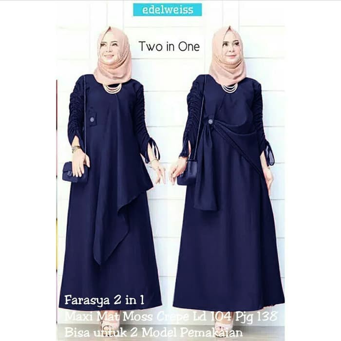 gamis farasya navi fashion wanita maxi dres baju muslim