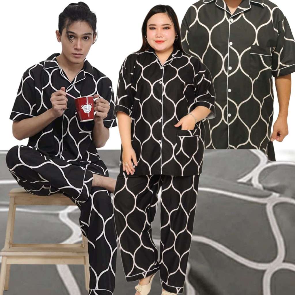 PIYAMA PRIA JUMBO PASANGAN ISTRI COUPLE SET BAJU TIDUR KATUN DELUXE