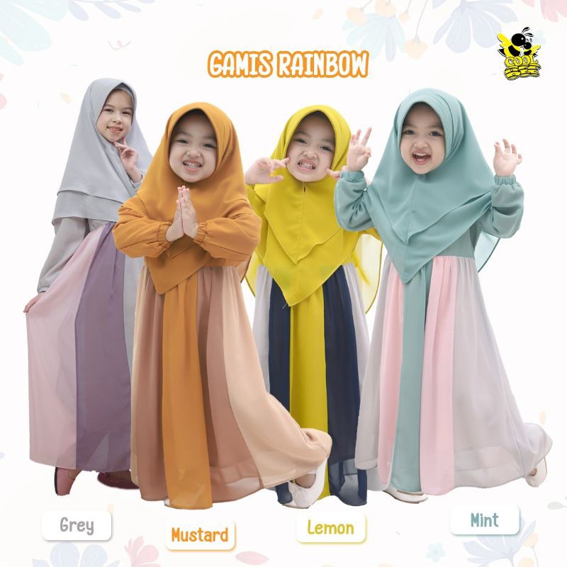 Gamis Rainbow Coolbee/Gamis Anak plus kerudung