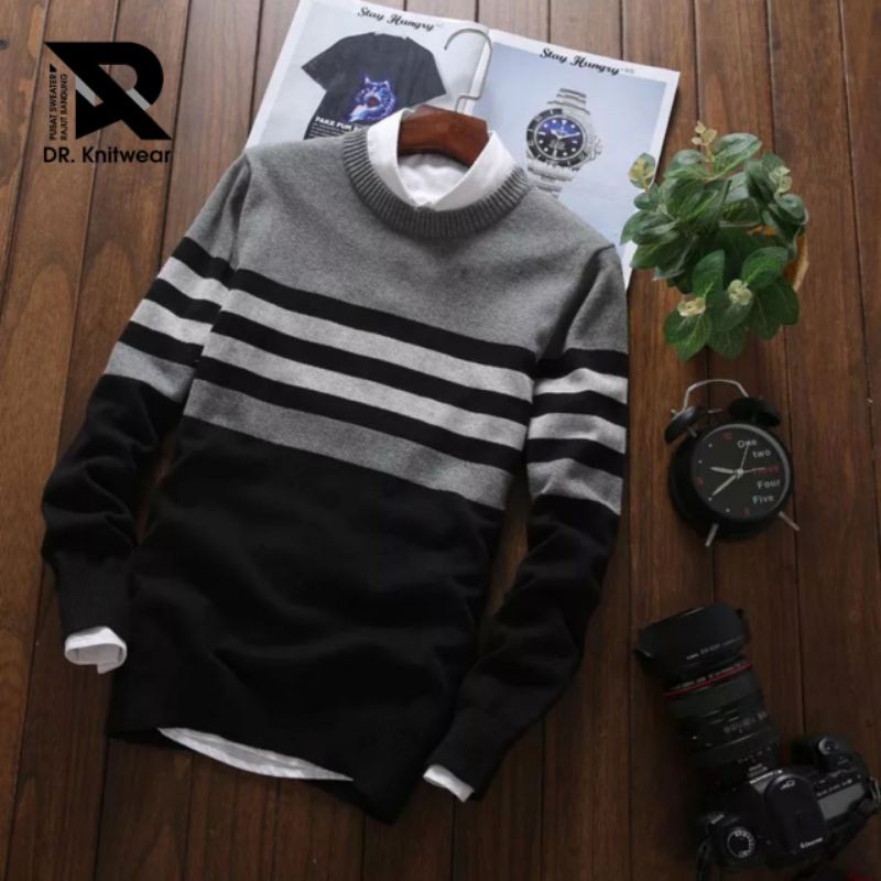 Sweater Rajut Pria Lengan Panjang Korea Korean Style Keren Premium