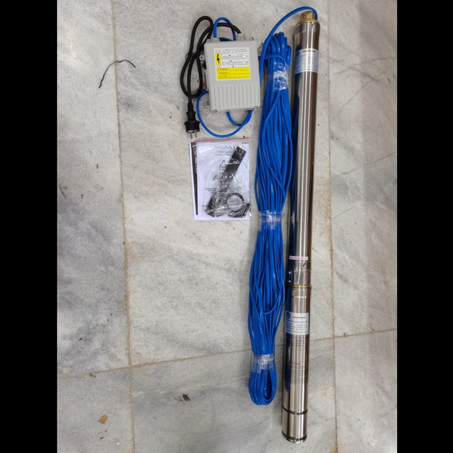 MAXPUMP 3SDM2.5/20+50m Kable biru Pompa Satelit 3 inch 1HP Submersible Pump Plus 50M Kabel Asli Pabrik