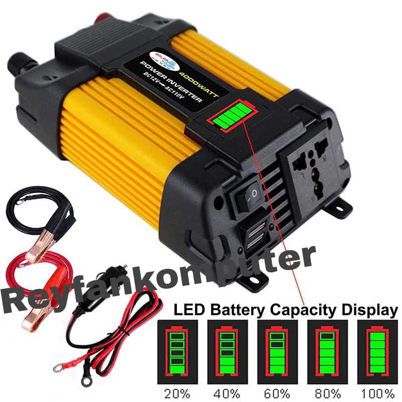 Tancredy Car Power Inverter Transformer DC 12V to AC 220V 4000W-Tcy101   Cocok Di Gunakan pada laptop DVD player, digital camera, alat perkakas elektrik, kipas dan lainnya