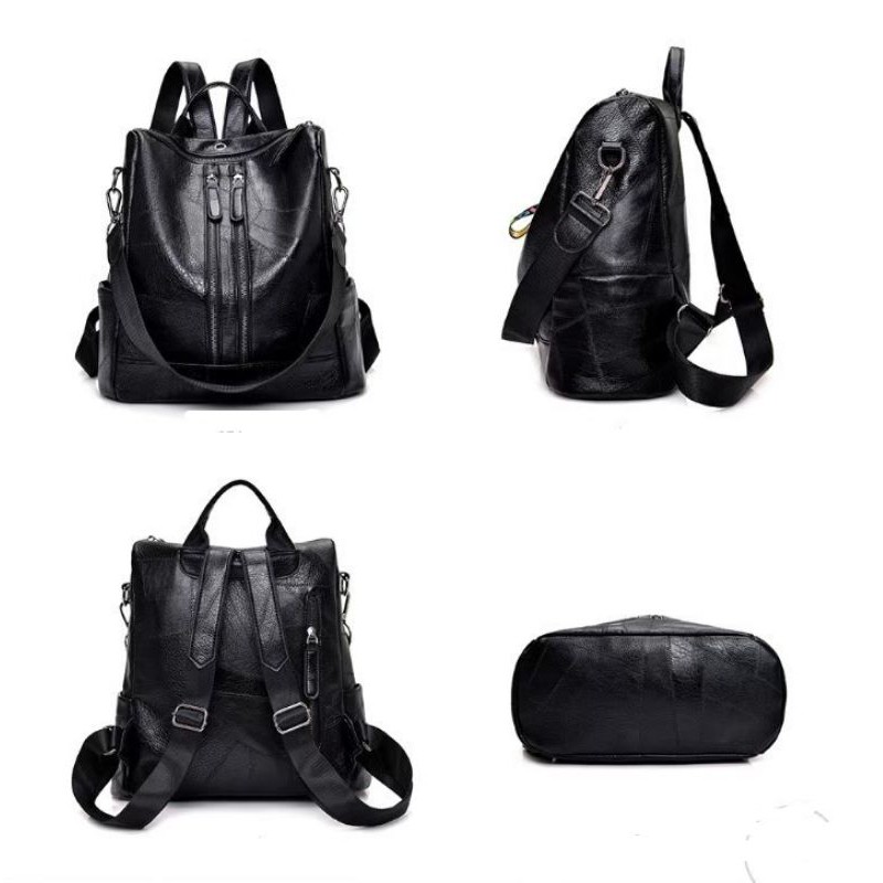 SKY - Tas Ransel Wanita Bahan Kulit Pu Syinthetic Gaya Korea/casual Anti Air/maling Untuk Sekolah