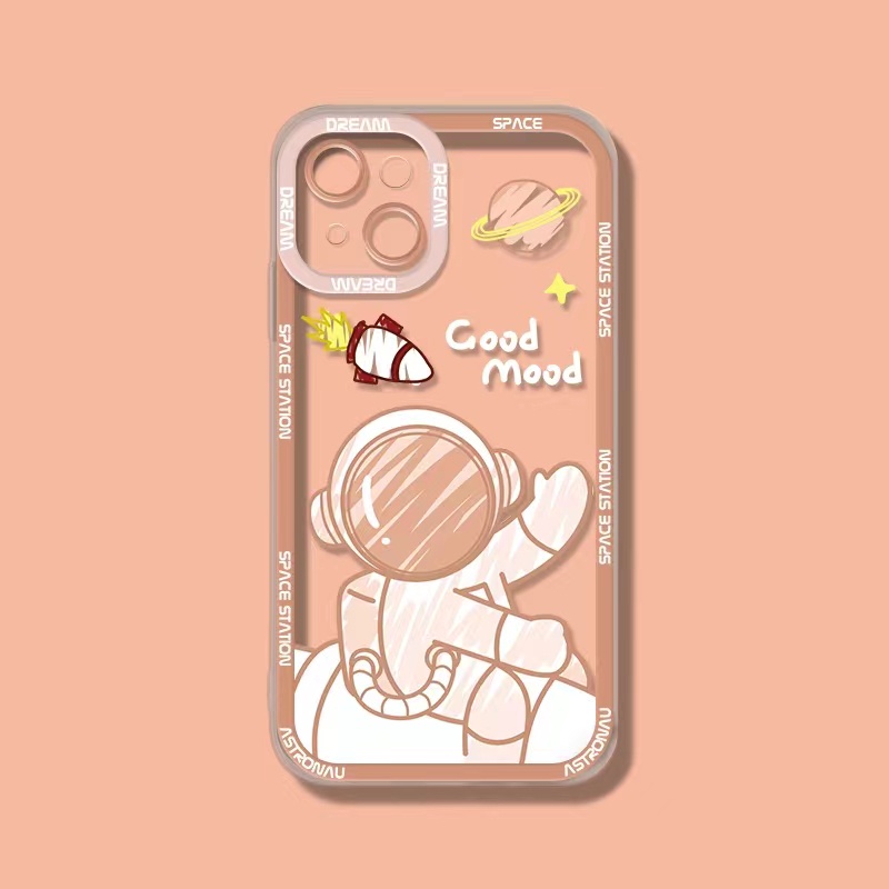 Soft Case Tpu Transparan 13pro 13prm Desain Astronot Untuk iPhone 11 7Plus 8Plus Xr XS 13 12pro Max