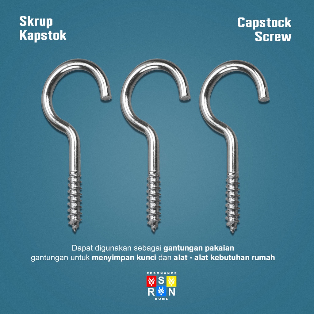 10 Pcs Skrup Kapstok l Paku Screwhook l Kaitan Bulat No.10 Resonance Home