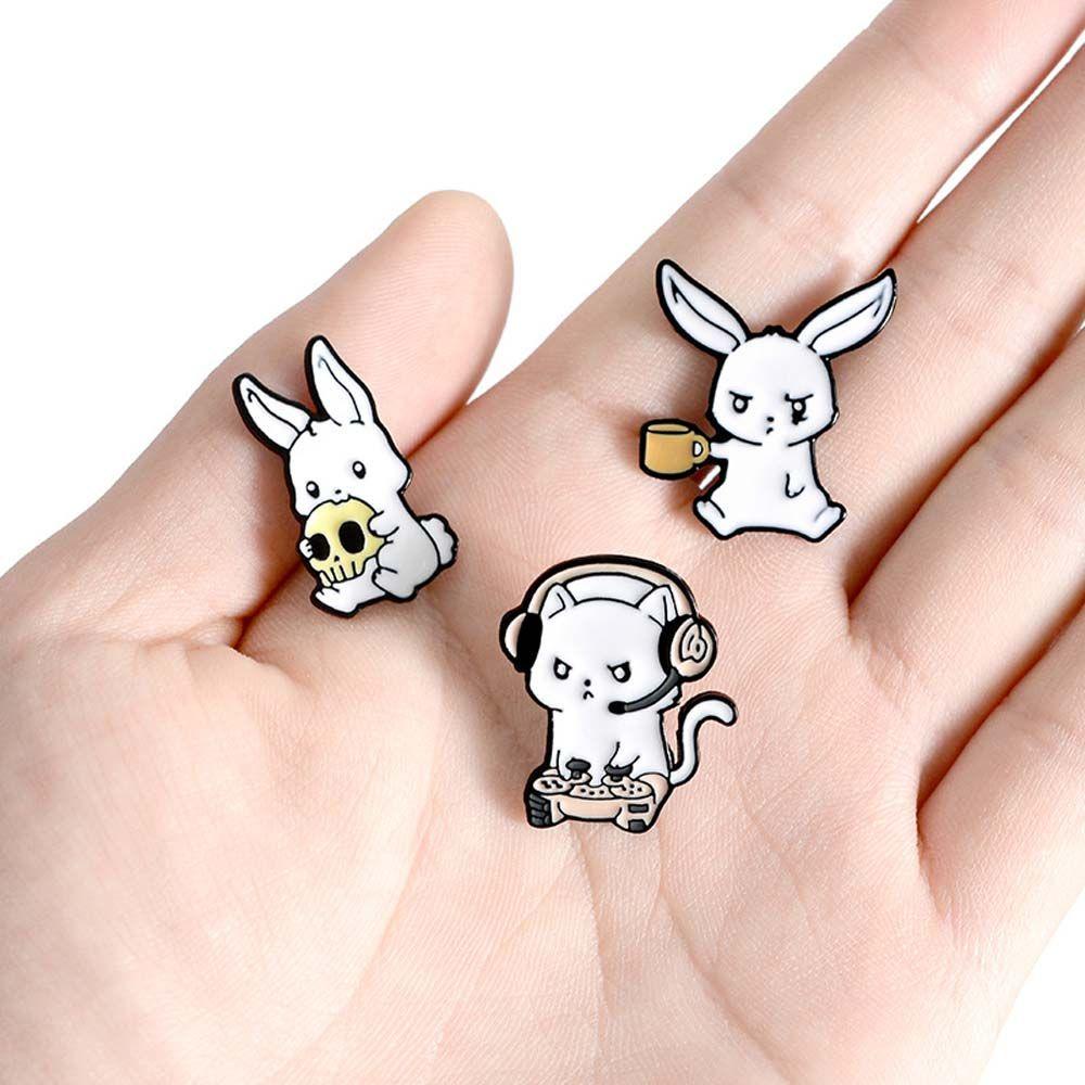 Lanfy Bunny Enamel Pin Kerah Bros Hadiah Untuk Anak-Anak Kelinci Perhiasan Aksesoris Lapel Pin Lencana Pin Brooch Pin