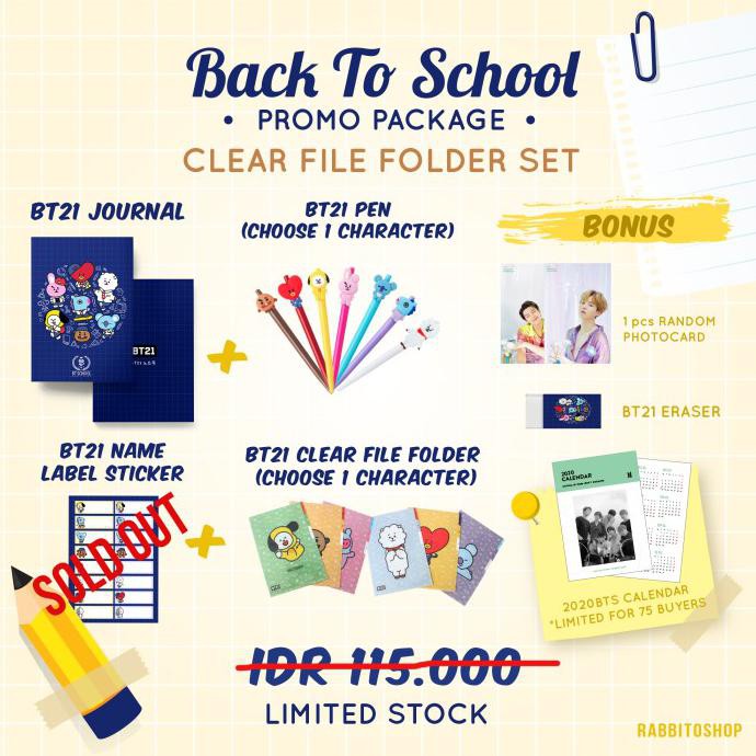 

back to school with bt21 file folder package/ perlengkapan sekolah sry77